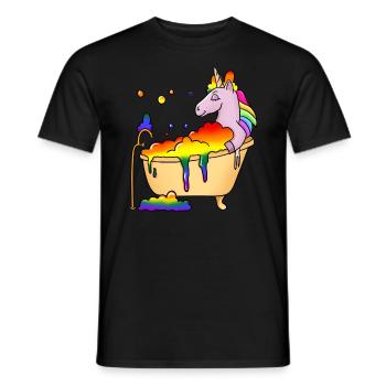 Unicorn Bathing in Bathtub LBGT - Men's T-Shirt - black - Front - AI Model Male 178 light (178cm)