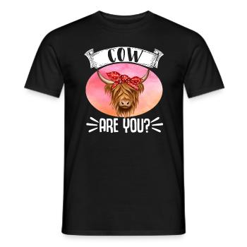 Vache bovine écossaise des Highlands - T-shirt homme - noir - Devant - AI Model Male 178 light (178cm)