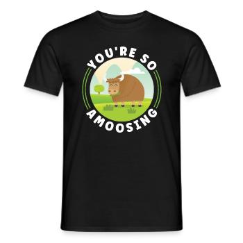 Vache bovine écossaise des Highlands - T-shirt homme - noir - Devant - AI Model Male 178 light (178cm)