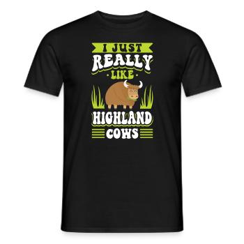 Vache bovine écossaise des Highlands - T-shirt homme - noir - Devant - AI Model Male 178 light (178cm)