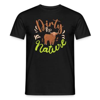 Vache bovine écossaise des Highlands - T-shirt homme - noir - Devant - AI Model Male 178 light (178cm)
