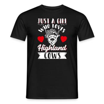 Vache bovine écossaise des Highlands - T-shirt homme - noir - Devant - AI Model Male 178 light (178cm)