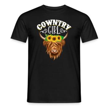 Vache bovine écossaise des Highlands - T-shirt homme - noir - Devant - AI Model Male 178 light (178cm)