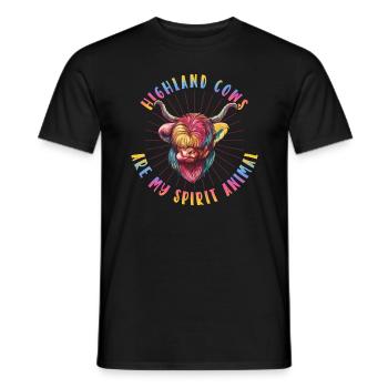 Scottish Highland Cattle Cow - Männer T-Shirt - Schwarz - Vorne - AI Model Male 178 light (178cm)
