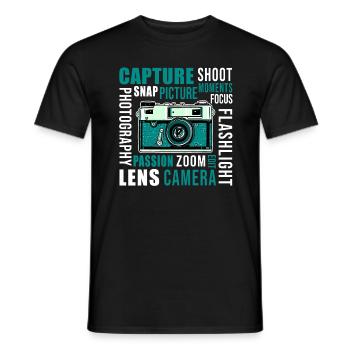 Photography Camera Lens Retro - Männer T-Shirt - Schwarz - Vorne - AI Model Male 178 light (178cm)