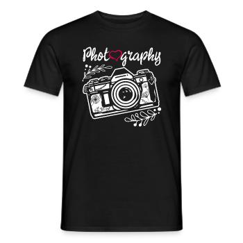 Photography Camera Lens Watercolor - Männer T-Shirt - Schwarz - Vorne - AI Model Male 178 light (178cm)