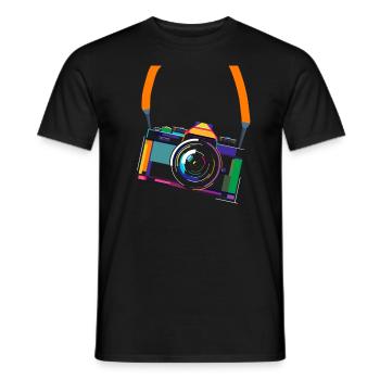 Photography Camera Lens Retro - Männer T-Shirt - Schwarz - Vorne - AI Model Male 178 light (178cm)