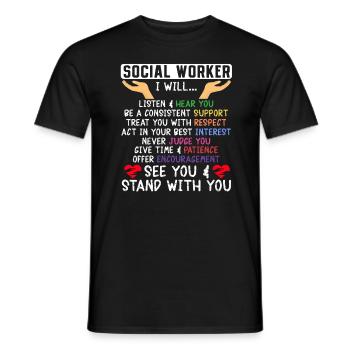 School Social Work Month Hands - Men's T-Shirt - black - Front - AI Model Male 178 light (178cm)