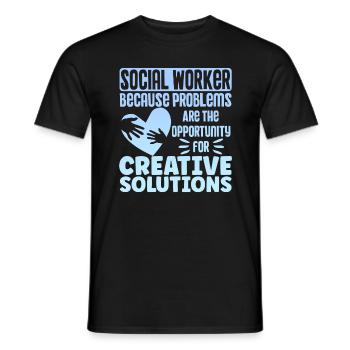 Mains du Mois du travail social à l’école - T-shirt homme - noir - Devant - AI Model Male 178 light (178cm)