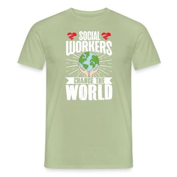 School Social Work Month Globe - Männer T-Shirt - Sage - Vorne - AI Model Male 178 light (178cm)