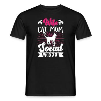 School Social Work Month WifeCat - Men's T-Shirt - black - Front - AI Model Male 178 light (178cm)