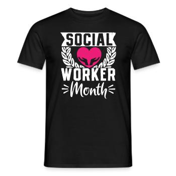 Mois du travail social à l’école Cœur - T-shirt homme - noir - Devant - AI Model Male 178 light (178cm)