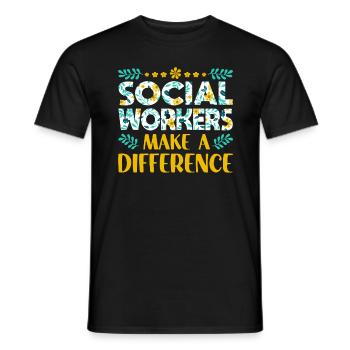 School Social Work Month Flowers - Men's T-Shirt - black - Front - AI Model Male 178 light (178cm)