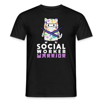 Mois du travail social à l’école Chat - T-shirt homme - noir - Devant - AI Model Male 178 light (178cm)