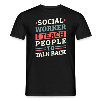 School Social Work Month Retro - Men's T-Shirt - black - Front - AI Model Male 178 light (178cm)