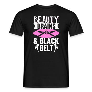 Karate Black Belt Gi Uniform Women - Männer T-Shirt - Schwarz - Vorne - AI Model Male 178 light (178cm)