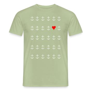 Beaucoup d’amour et d’ancre de mer Espèces de moules - T-shirt homme - vert sauge - Devant - AI Model Male 178 light (178cm)