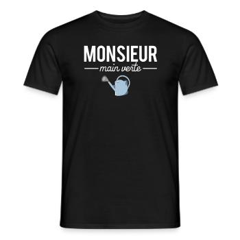 Monsieur main verte blague jardinier humour - T-shirt homme - noir - Devant - AI Model Male 178 light (178cm)