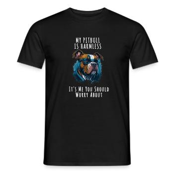 my pitbull is harmless quote dog items owner - Men's T-Shirt - black - Front - AI Model Male 178 light (178cm)