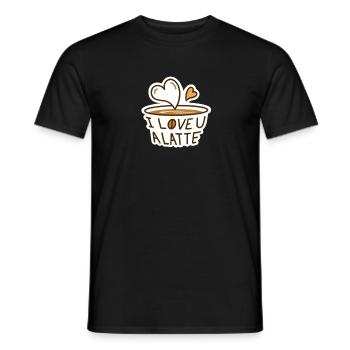 i love u a latte coffee lover - Men's T-Shirt - black - Front - AI Model Male 178 light (178cm)