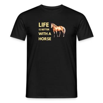 life is better with a horse - Men's T-Shirt - black - Front - AI Model Male 178 light (178cm)