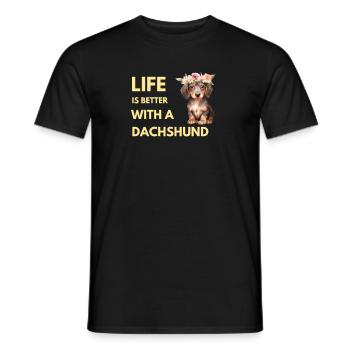 life is better with a dachshund - Men's T-Shirt - black - Front - AI Model Male 178 light (178cm)