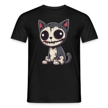 Chat Halloween Drôle Zombie - T-shirt homme - noir - Devant - AI Model Male 178 light (178cm)