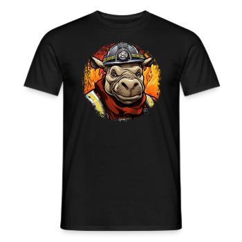 Nilpferde Feuerwehr - Männer T-Shirt - Schwarz - Vorne - AI Model Male 178 light (178cm)