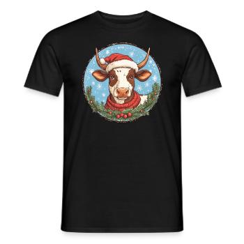 Vaches Noël / Vache du Père Noël - T-shirt homme - noir - Devant - AI Model Male 178 light (178cm)