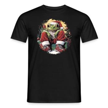 Frogs Christmas - Men's T-Shirt - black - Front - AI Model Male 178 light (178cm)