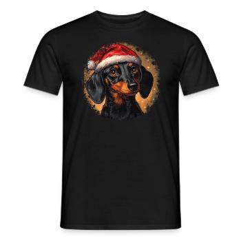 Dachshund Christmas - Men's T-Shirt - black - Front - AI Model Male 178 light (178cm)