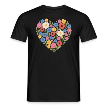Blumenherz – Liebevoll & bunt gestaltet - Männer T-Shirt - Schwarz - Vorne - AI Model Male 178 light (178cm)