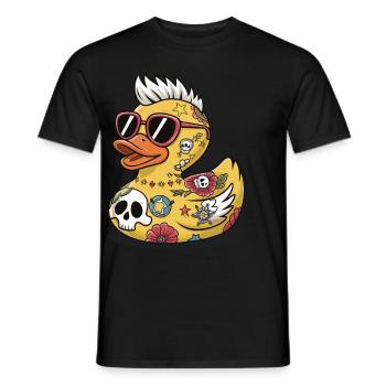 Duck Rubber Duck Punk Heavy Metal Animal Bird - Men's T-Shirt - black - Front - AI Model Male 178 light (178cm)