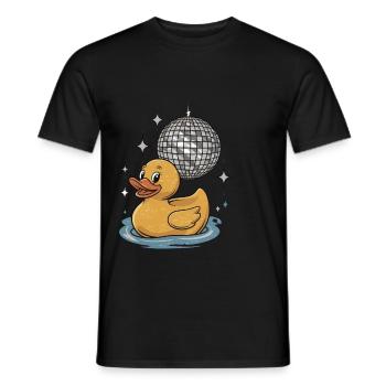 Duck Rubber Duck Animal Bird Disco Ball Party - Men's T-Shirt - black - Front - AI Model Male 178 light (178cm)