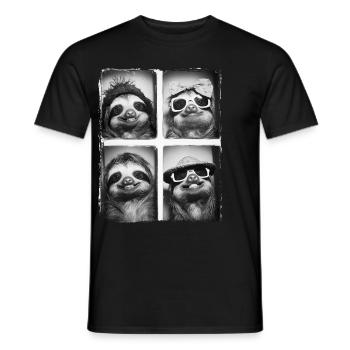 Lustiges süßes Retro-Faultier-Tier-Fotoboot-Selfie - Männer T-Shirt - Schwarz - Vorne - AI Model Male 178 light (178cm)