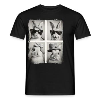 Lustiges süßes Kaninchen Hase Tier Photobooth Selfie - Männer T-Shirt - Schwarz - Vorne - AI Model Male 178 light (178cm)