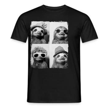 Lustiges süßes Retro-Faultier-Tier-Fotoboot-Selfie - Männer T-Shirt - Schwarz - Vorne - AI Model Male 178 light (178cm)
