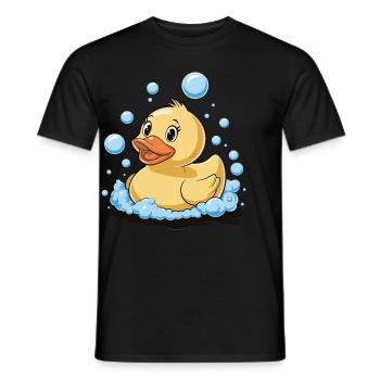 Rubber Duck Bathing Bubbles Water Bird Animal - Men's T-Shirt - black - Front - AI Model Male 178 light (178cm)