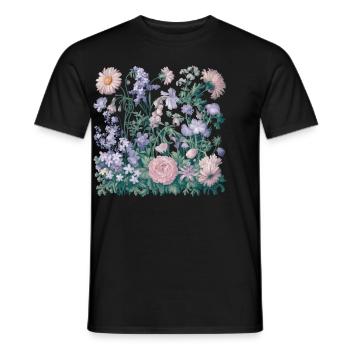 Jardinier de fleurs florales de fleurs sauvages colorées - T-shirt homme - noir - Devant - AI Model Male 178 light (178cm)