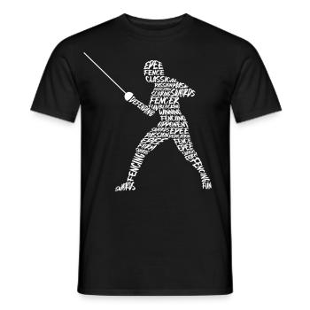 Fechter Fechtkunst Typografie Kinder Herren Jungen - Männer T-Shirt - Schwarz - Vorne - AI Model Male 178 light (178cm)