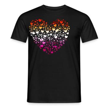 Lesbisches Stolz Herz aus kleinen Herzen LGBTQ+ - Männer T-Shirt - Schwarz - Vorne - AI Model Male 178 light (178cm)