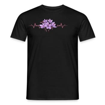Lesbian Heartbeat Violet Flower Love Pride - Men's T-Shirt - black - Front - AI Model Male 178 light (178cm)