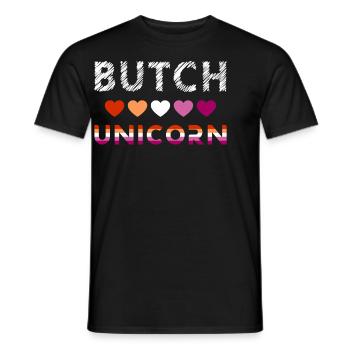Butch Unicorn Lesbian Pride Statement - Männer T-Shirt - Schwarz - Vorne - AI Model Male 178 light (178cm)