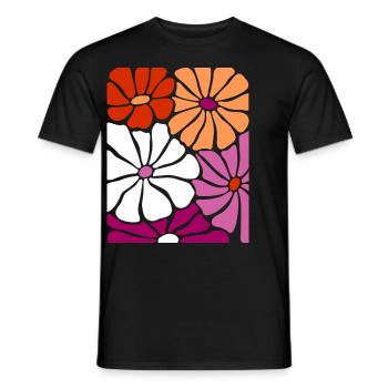Colorful Flowers Lesbian Pride Art - Men's T-Shirt - black - Front - AI Model Male 178 light (178cm)