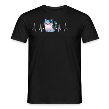 Süße Katze Herzschlag Transgender Pride Flagge - Männer T-Shirt - Schwarz - Vorne - AI Model Male 178 light (178cm)