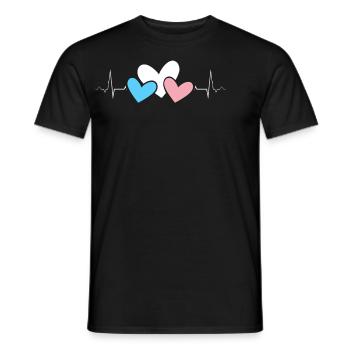 Herzschlag Herzen Transgender Pride Flagge Liebe - Männer T-Shirt - Schwarz - Vorne - AI Model Male 178 light (178cm)