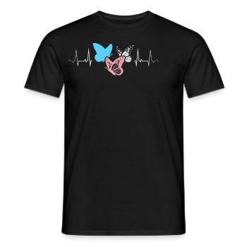 Fierté transgenre drapeau battement de cœur papillons - T-shirt homme - noir - Devant - AI Model Male 178 light (178cm)