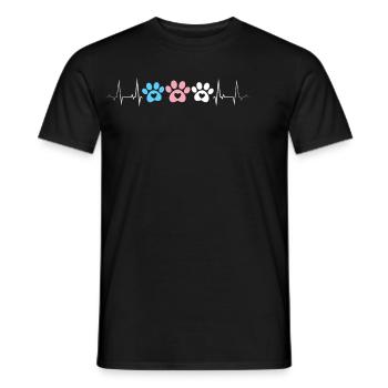 Herzschlag Pfotenabdrücke Transgender Pride Flagge - Männer T-Shirt - Schwarz - Vorne - AI Model Male 178 light (178cm)