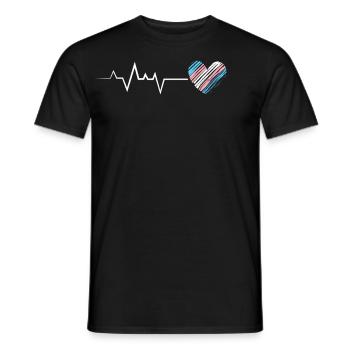 Transgender heartbeat with sketch style heart - Men's T-Shirt - black - Front - AI Model Male 178 light (178cm)