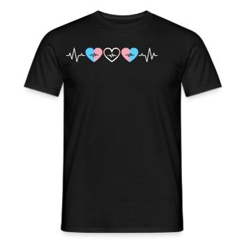 Herzschlag Transgender Flagge Liebe Stolz LGBTQ+ - Männer T-Shirt - Schwarz - Vorne - AI Model Male 178 light (178cm)